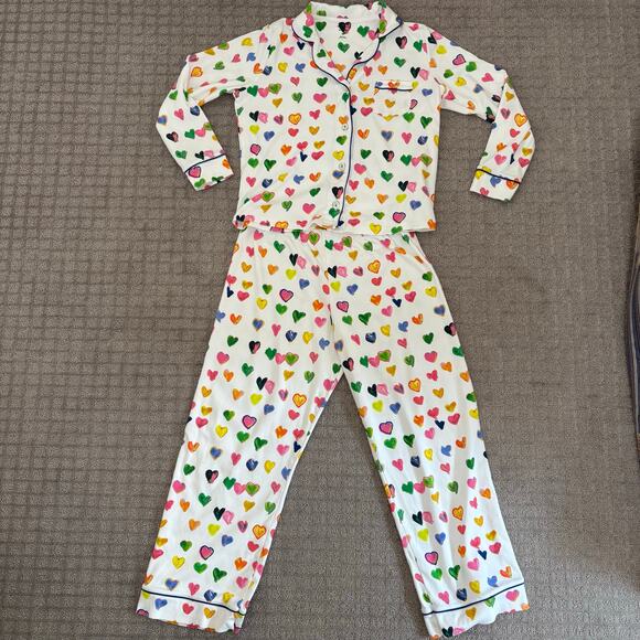 Roller Rabbit X Kerri Rosenthal Long Sleeve Pajama Set Multicolor Hearts Size M - Picture 1 of 10
